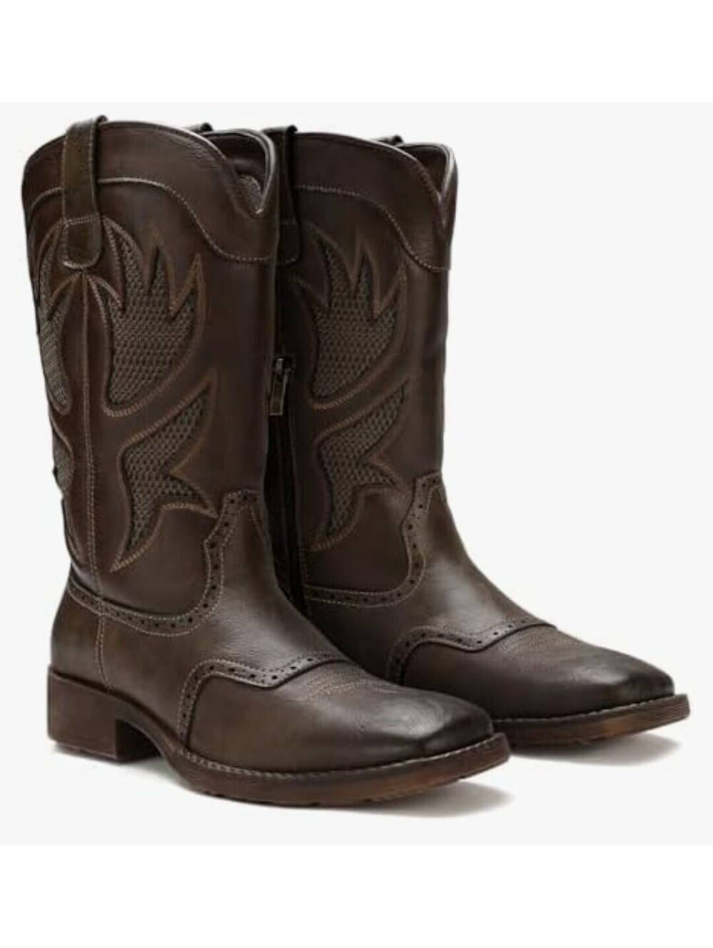 TruVeld Square Toe Western Cowboy Boots in brown Men's Size 12 NIB